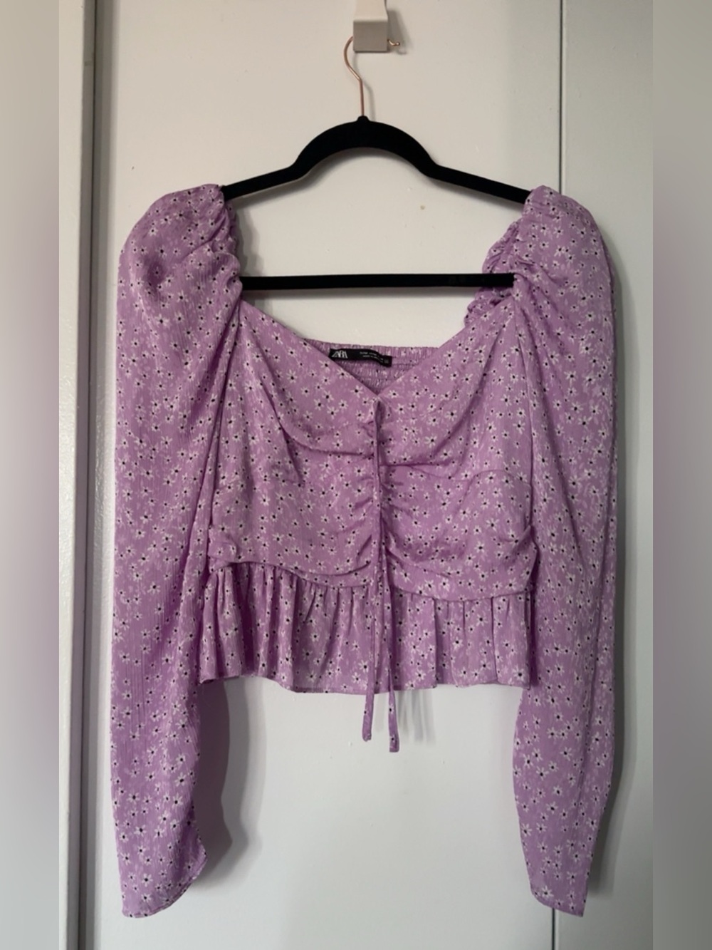 Zara Lavender Floral Puff Sleeve Blouse